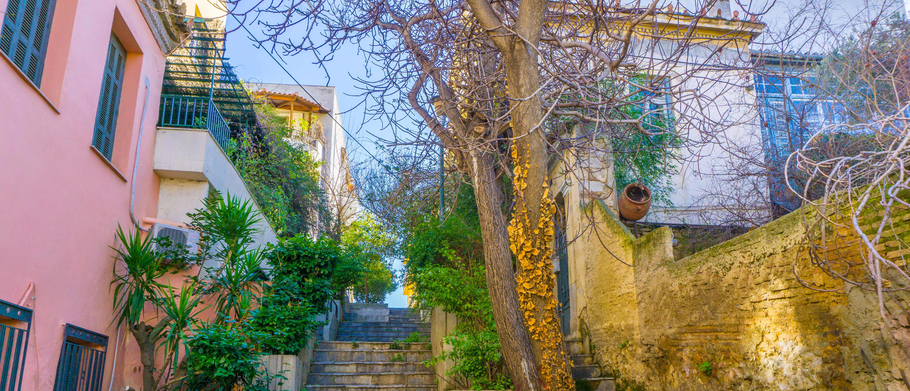 Panoramic view of Mets neighborhood in Athens with neoclassical architecture